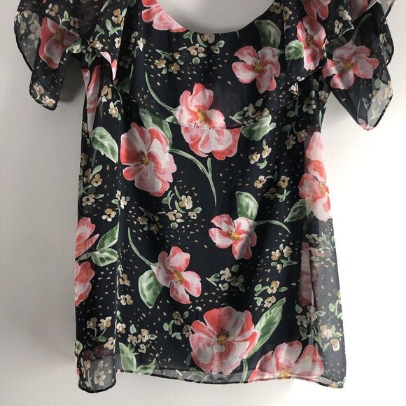 CAbi #5220 Size Small Fairytale Floral Cold Shoulder Blouse Top Shirt Lined‎ - Picture 5 of 16